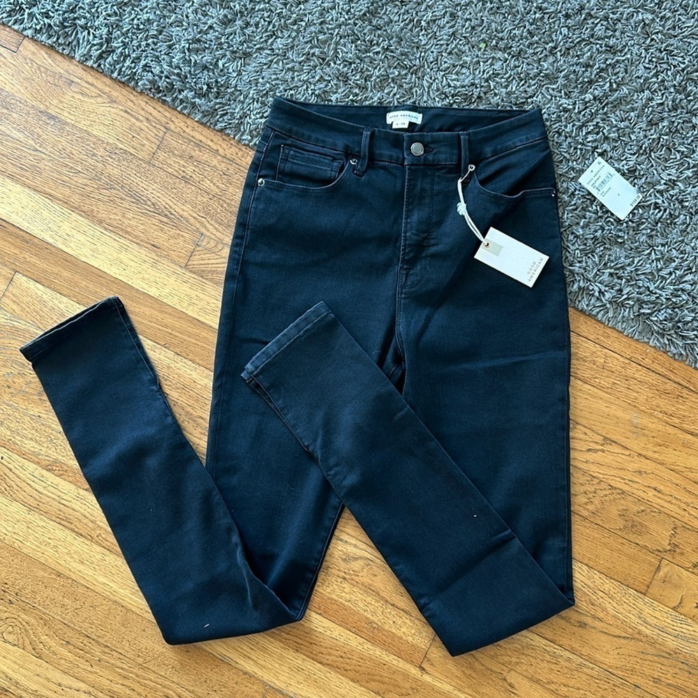 NWT Good American Black 'Good Waist' Waist Nipping Skinny High Rise Jean Size 29